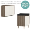 Armario E Balcao Canto Obliquo 75cm MDF Kali Carvalho Toq Off White Cetim Nicioli