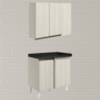 Armario E Balcao Canto Reto 89cm MDF Kali Bianco Toq Bianco Toq Nicioli