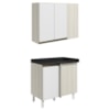 Armario E Balcao Canto Reto 89cm MDF Kali Bianco Toq Branco Uv Nicioli