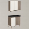 Armario E Balcao Canto Reto 89cm MDF Kali Carvalho Toq Off White Cetim Nicioli