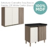 Armario E Balcao Canto Reto 89cm MDF Kali Carvalho Toq Off White Cetim Nicioli