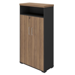 Armario Escritorio 2 Portas Com Nicho 173X90 cm Nogal Preto Artany
