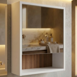 Armário Espelheira 1 Porta 42 cm B85 Branco Montana NOVAM