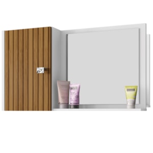 Armario Espelheira 1 Porta 57 cm Genova Branco Ripado BECHARA
