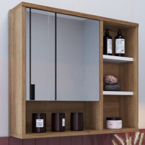 Armário Espelheira 1 Porta 60 cm LVA06 Mell Branco NOVAM