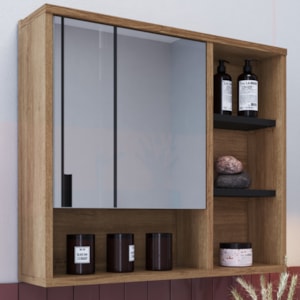 Armário Espelheira 1 Porta 60 cm LVA06 Mell Preto NOVAM