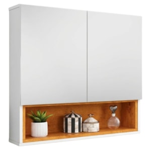Armario Espelheira 2 Portas 58 cm Orion Naturalle Branco BECHARA