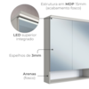 Armario Espelheira Com LED 60 cm 2 Portas Arenas PRODDY