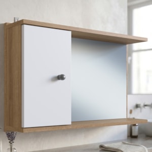 Armário Espelheira LVA05 1 Porta 60 cm LVA05  Mell Branco NOVAM