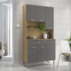 Armario Kit Cozinha 6P 1G 91 cm Apolo Freijo Gris KTP