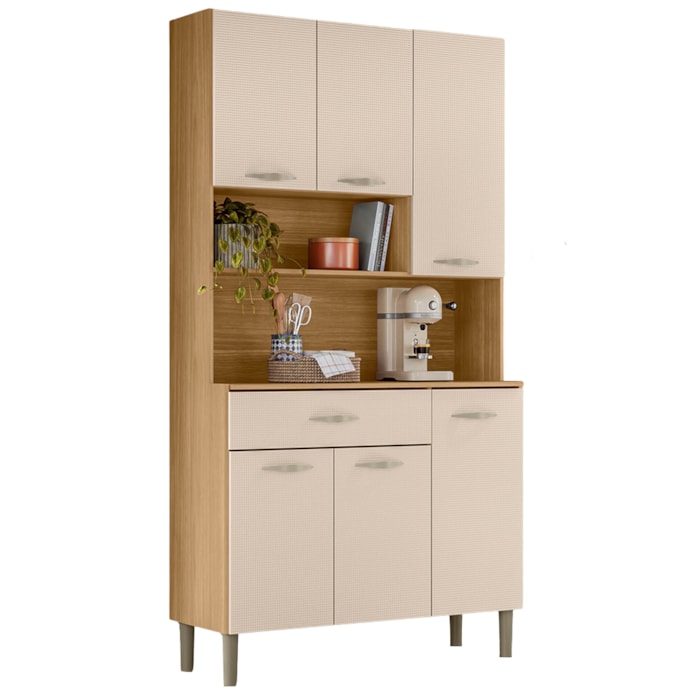 Armario Kit Cozinha 6P 1G 91 cm Apolo Freijo Soft KTP