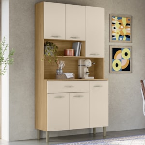 Armario Kit Cozinha 6P 1G 91 cm Apolo Freijo Soft KTP
