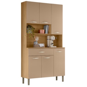 Armario Kit Cozinha 6P 1G 91 cm Apolo Freijo Vanilla KTP