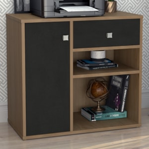 Armário Multiuso 1 Porta 60 cm B39 Mell Preto NOVAM