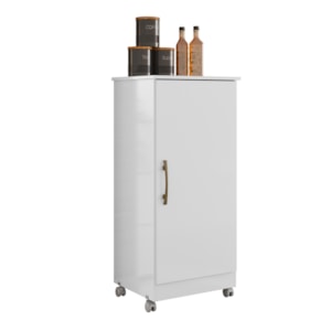 Armario Multiuso 1 Porta Com Rodizio 102X49 cm Lirio Branco Moval
