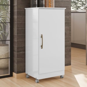 Armario Multiuso 1 Porta Com Rodizio 102X49 cm Lirio Branco Moval
