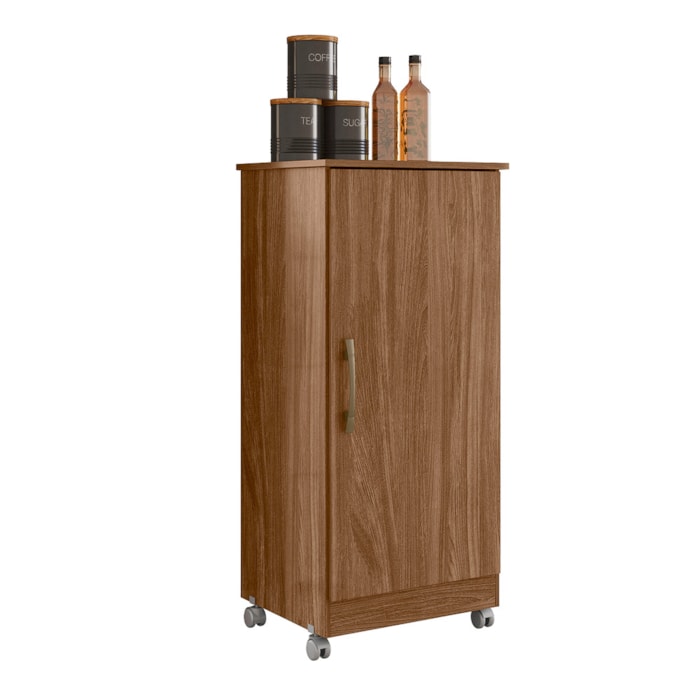 Armario Multiuso 1 Porta Com Rodizio 102X49 cm Lirio Naturale Moval