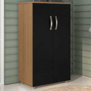 Armario Multiuso 2 Portas 111X60 cm Rosana Amendoa Preto REAJL Moveis