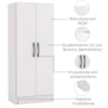 Armario Multiuso 2 Portas 137x57 cm N409 Branco Kappesberg