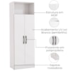 Armario Multiuso 2 Portas 167x57 cm N408 Branco Kappesberg