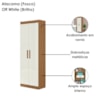 Armario Multiuso 2 Portas 183x60 cm 2000191 Atacama Off White ARMoveis