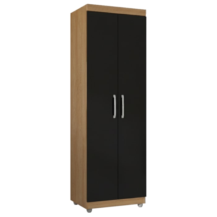 Armario Multiuso 2 Portas 190X60 cm Sabrina Amendoa Preto REAJL Moveis