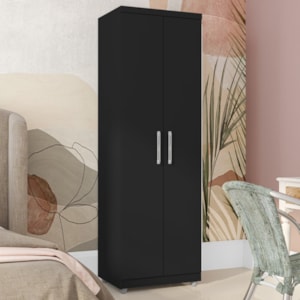 Armario Multiuso 2 Portas 190X60 cm Sabrina Preto REAJL Moveis