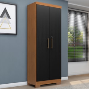 Armario Multiuso 2 Portas Maxus 61X187 cm Cinamomo Preto ZANZ