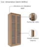 Armario Multiuso 2 Portas Vidro 160X60 cm AM3111 Amendoa Tecno Mobili