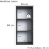 Armário Multiuso Organizador Suspenso 1 Porta 80X36 cm Grafite PRODDY