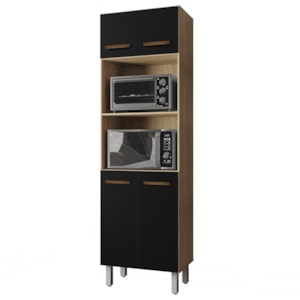 Armario Paneleiro 4P 197x60 cm Mara Savana Preto Mobbs