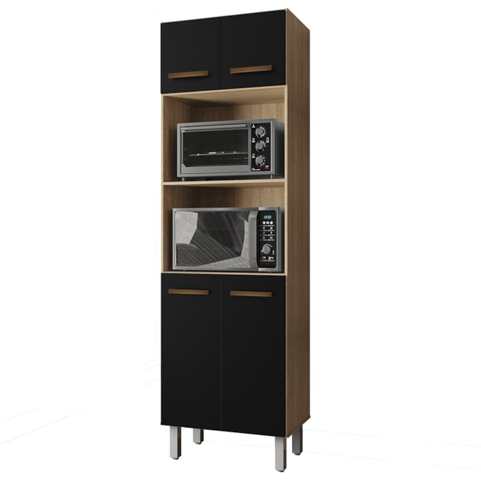 Armario Paneleiro 4P 197x60 cm Mara Savana Preto Mobbs