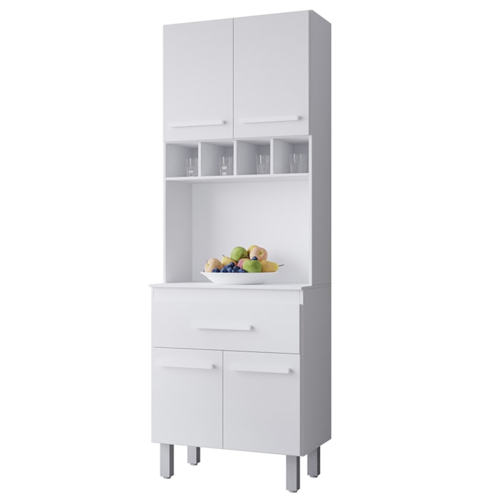 Armario Paneleiro 4P 1G 197x60 cm Vitoria Branco Mobbs