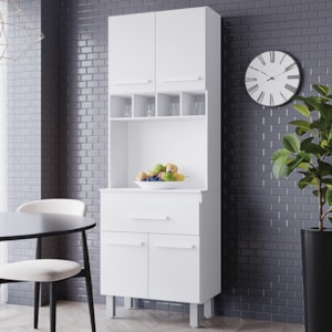 Armario Paneleiro 4P 1G 197x60 cm Vitoria Branco Mobbs