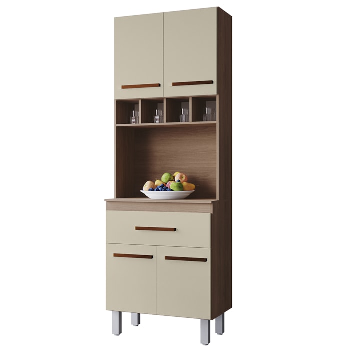 Armario Paneleiro 4P 1G 197x60 cm Vitoria Savana Off White Mobbs