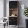 Armario Paneleiro 4P 1G 197x60 cm Vitoria Savana Preto Mobbs
