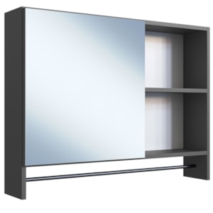 Armario Para Banheiro 01 Porta Com Espelho 80cm Grafite PRODDY Armario Para Banheiro 01 Porta Com Espelho 80cm Grafite PRODDY