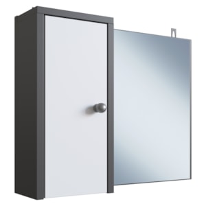 Armario Para Banheiro 1 Porta 50 cm LVA04 Grafite Branco NOVAM