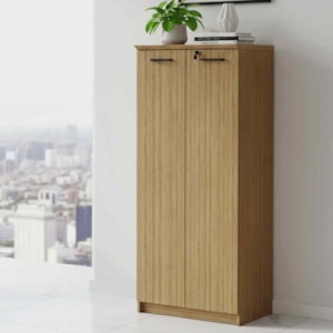 Armario Para Escritorio 02 Portas Com Chave ME4198 Amendoa Tecno Mobili