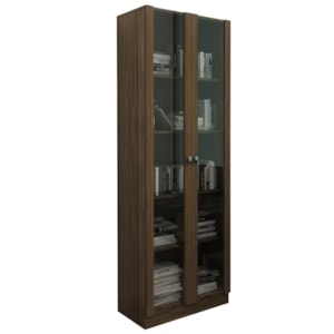 Armario Para Escritorio 2 Portas De Vidro ME4115 Nogal Tecno Mobili Armario Para Escritorio 2 Portas De Vidro ME4115 Nogal Tecno Mobili