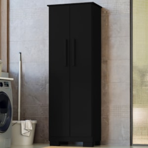 Armario Para Lavanderia Multiuso 2 Portas 126x51 cm Mini Preto RUDK