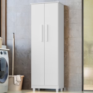 Armario Para Lavanderia Multiuso 2 Portas 143x53 cm Nina Branco RUDK