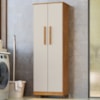 Armario Para Lavanderia Multiuso 2 Portas 143x53 cm Nina Cedro Areia RUDK