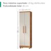 Armario Para Lavanderia Multiuso 2 Portas 188x55 cm Isabela Cedro Areia RUDK