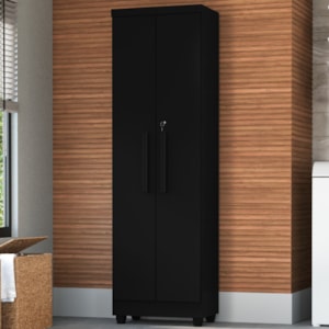 Armario Para Lavanderia Multiuso 2 Portas 188x55 cm Isabela Preto RUDK