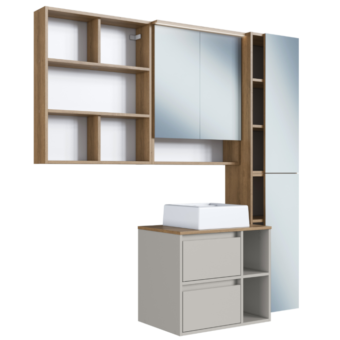 Armarios E Gabinete Com Cuba Branca Para Banheiro Mell Arenas PRODDY