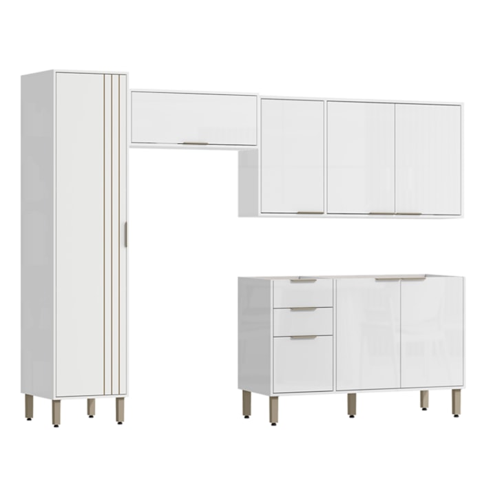 Armarios Lavanderia 4 Modulos 249 cm GLOR Branco Neve MXM