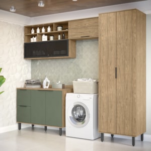 Armarios Lavanderia 4 Modulos MDF 270 cm Tosc Freijo Jade MXM