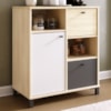 Balcao 1 Porta 2 Gavetas Com Nichos 68 cm Carvalho Grafito Branco Artany