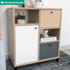 Balcao 1 Porta 2 Gavetas Com Nichos 68 cm Carvalho Grafito Branco Artany
